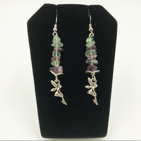 🔴SALE Genuine Fluorite gemstones fairy earrings - Picture 4 of 8